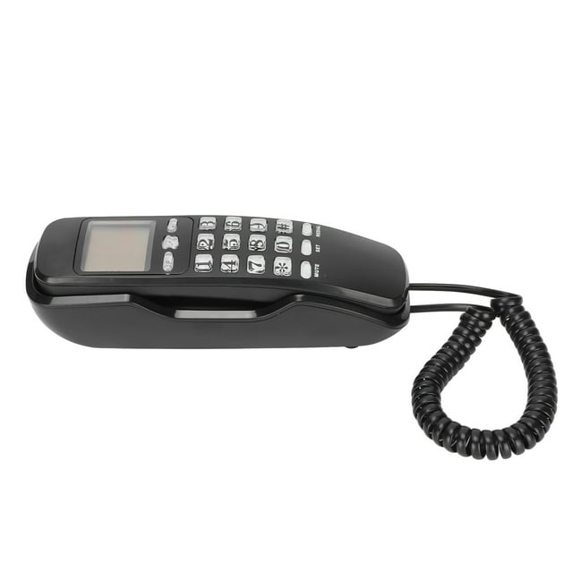 Wall Mounted Wired Telephone, Landline Telephone Black Mute Function Caller ID For Office