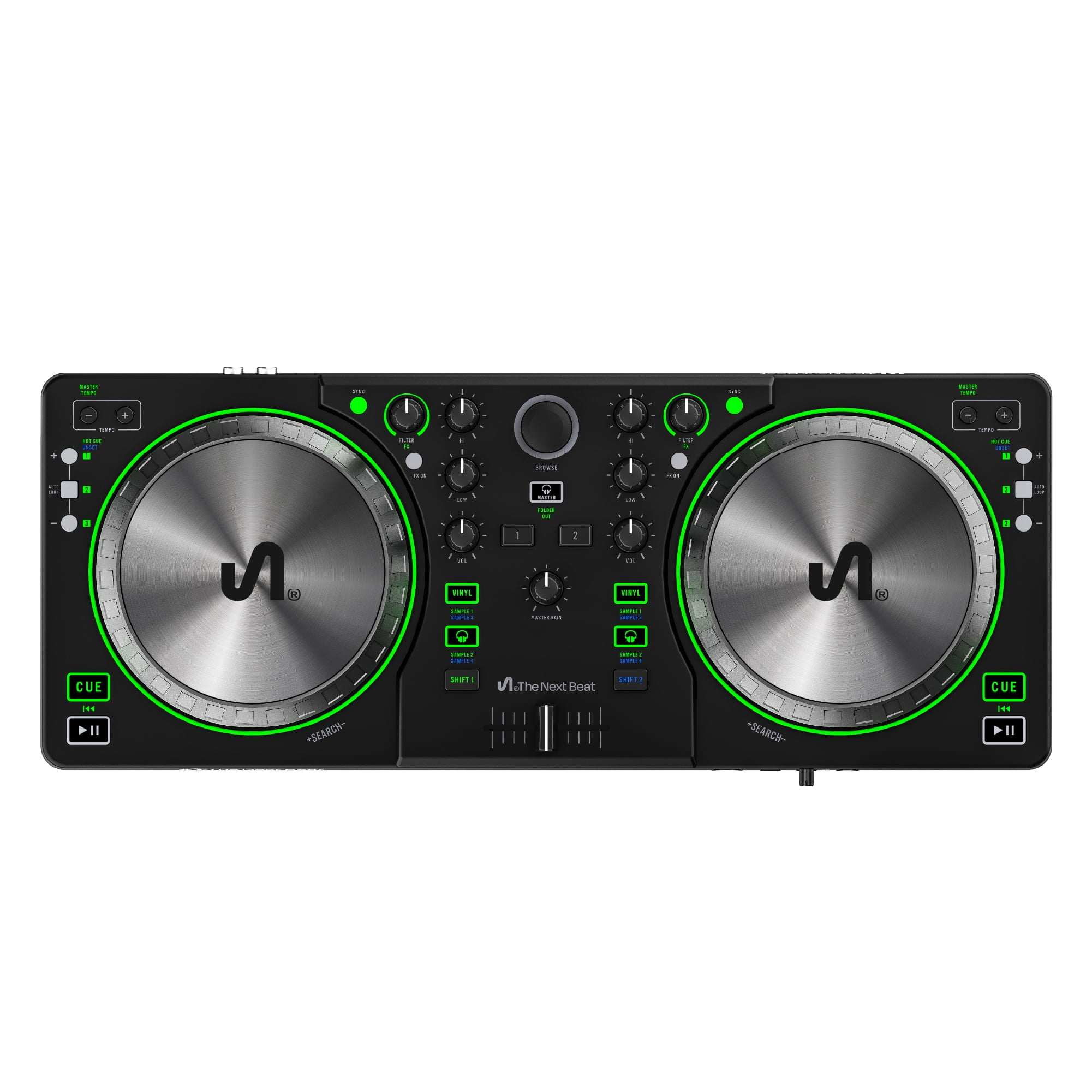 AlphaTheta DDJ-FLX2 DJ Controller, Compact 2-Channel DJ Mixer with
