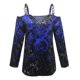 thumbnail image 4 of Blusa informal de manga larga con cuello en V y cremallera suelta con estampado floral para mujer Pompotops gfhjh5156, 4 of 5