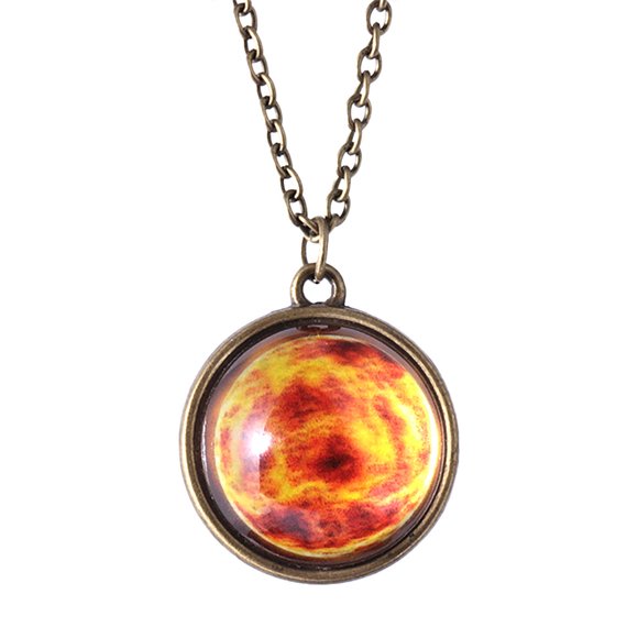 PVCS Solar System Necklace Pendant Planet Necklace Galaxy Double Sided Glass Dome