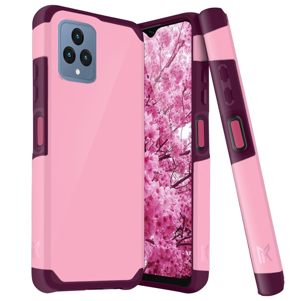 TJS for T-Mobile REVVL 6 5G Phone Case, Dual Layer Hybrid (Magnetic Mount Friendly) Shockproof Drop Protection Impact Phone Cover Case for Revvl 6 5G (Pink)