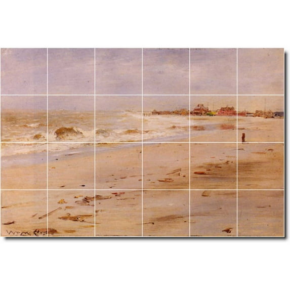 Ceramic Tile Mural-William Chase Waterfront Painting 413. 36" w x 24" h using (24) 6 x 6 ceramic tiles