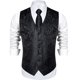 thumbnail image 3 of Chaleco de traje de Cachemira liso negro para hombre con corbata, pajarita, pañuelo, gemelos, chaleco Formal para esmoquin de boda y graduación, 3 of 5