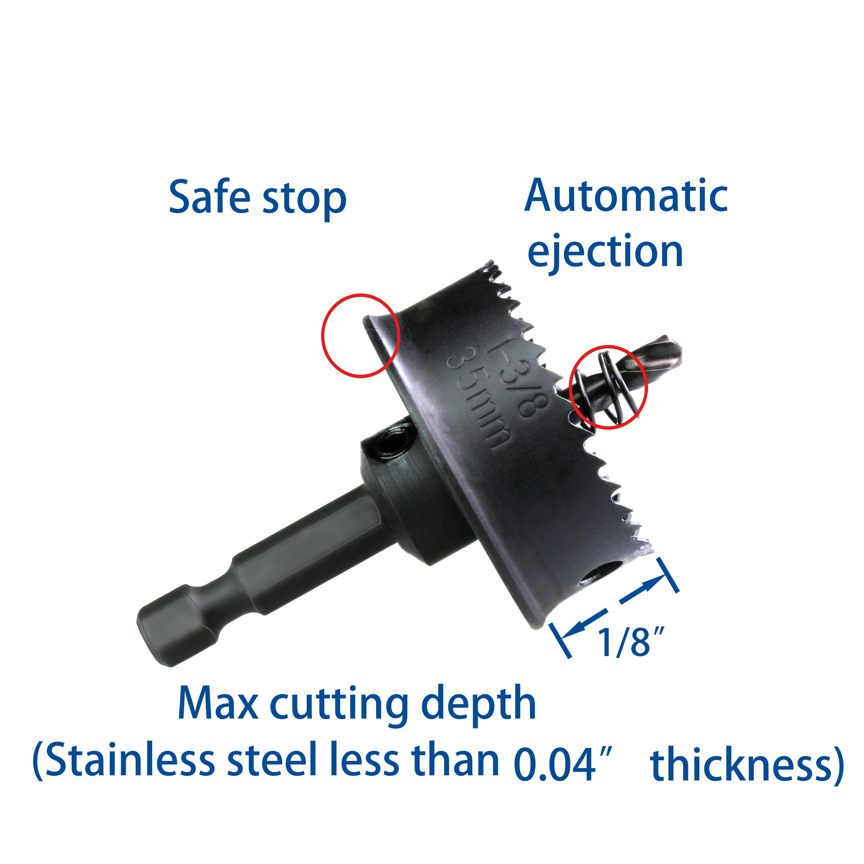 WOWSUPM 7/8, 1-1/8, 1-3/8” Thin-wall HSS Bi Metal Hole Saw Cutter 3pcs Sheet Steel Hole Saw for Impact Driver Plastics Sheet Metal Wood Stainless Steel