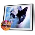 thumbnail image 2 of 5D bricolaje redondo taladro diamante pintura gato negro punto de cruz bordado artesanal Likrtyny decoración de arte, 2 of 9