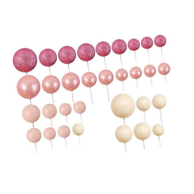 32 adornos para tartas con forma de bola, para hacer tú mismo, para cupcakes, suministros para fiestas, mini con rosa