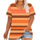 thumbnail image 1 of Tamaño Más Manga Corta Tops para la Impresión de Cuello en V de las Mujeres, Color Sólido Base de Verano Blusa Casual, 1 of 5