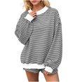thumbnail image 2 of Ihhxva Women's Knit Tops Oversized Striped Sweater Soft Winter Pullover Relaxed Mock Neck Top Chunky Casual Long Sleeve Cozy Tunic Blouse for Holiday S-5XL, 2 of 8