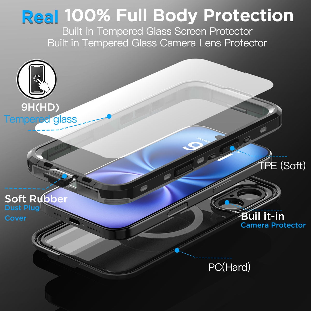 AICase IP68 Waterproof Case For iPhone 16 Pro Max/iPhone 16/iPhone 16 Plus/iPhone 16 MagSafe Cover Shockproof Built-in Screen Protector