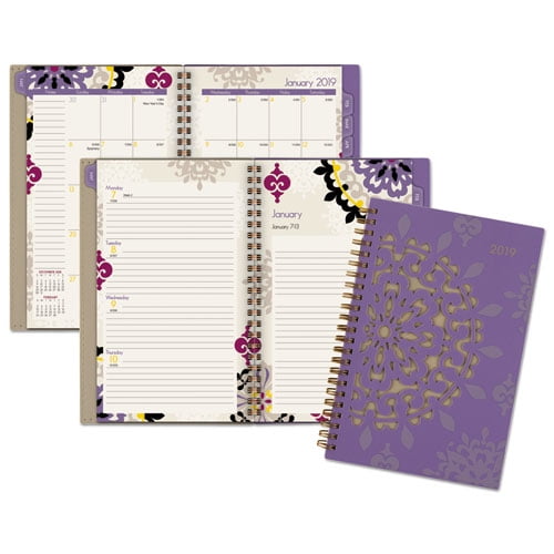 Cambridge Vienna Weekly/Monthly Planner, 12 Months, January Start, 4 7/8' x 8', Purple (122-200-19)