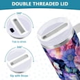 thumbnail image 3 of Yayeee 30oz Stainless Steel Tumbler with Straw and Handle Double-Wall Insulated Travel Water Bottle, Colorful Art Flowers, 3 of 8