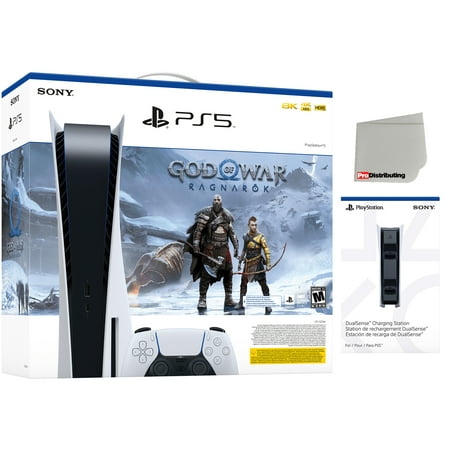 Sony PlayStation 5 Disc Edition PS5 – God of War Ragnarök Bundle with DualSense Charging Station