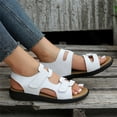 thumbnail image 4 of HTHLVMD Women Everyday Footwear, Women Open Toe Sport Sandals Comfortable Star Pattern Flat Sandals Summer Hook and Loop Ankle Strap Walking Shoes Soft Sole Wide Fit Outdoor Beach Shoes, White 8.5, 4 of 9