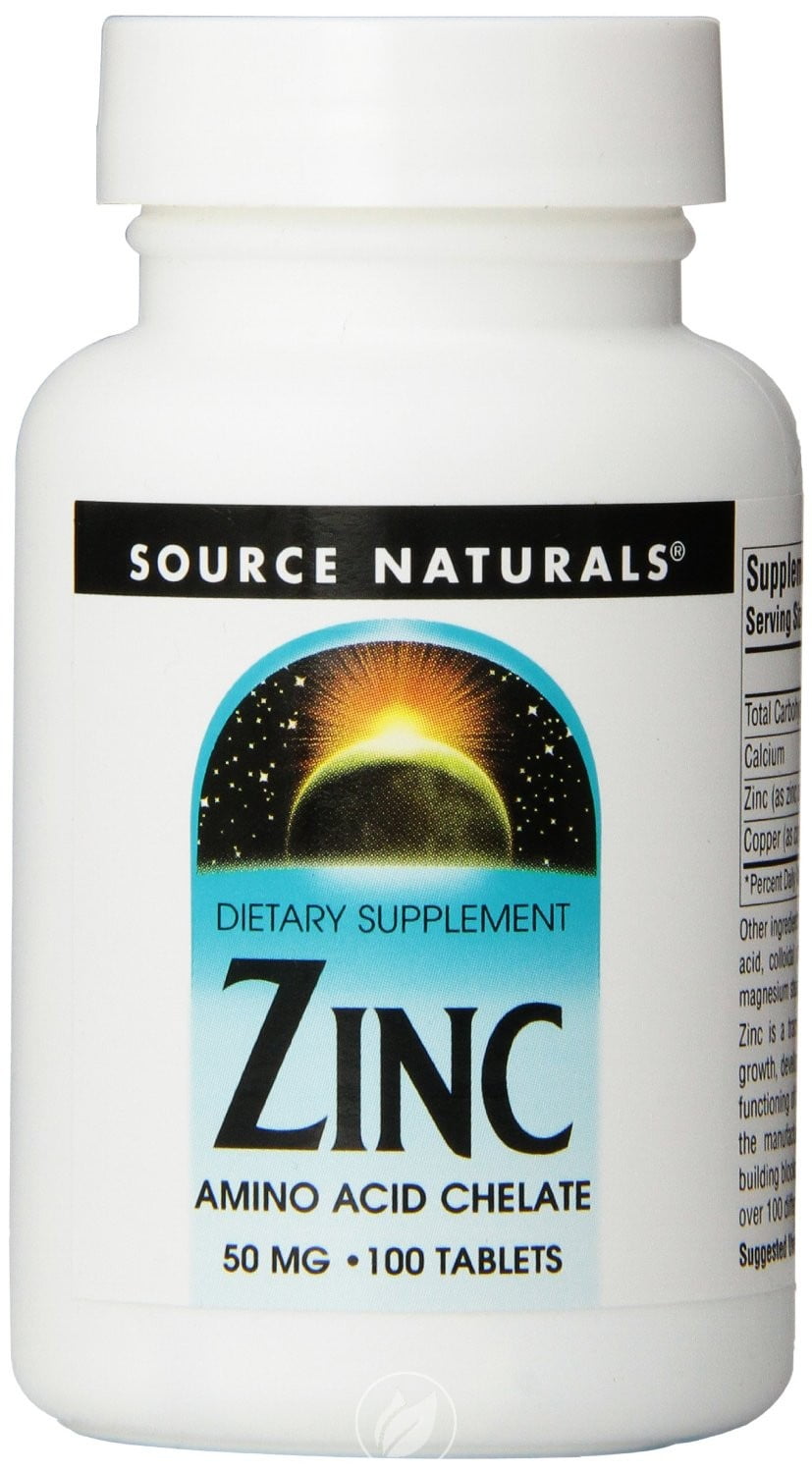 Source Naturals Zinc Amino Acid Chelate 100 Tabs, Pack of 2