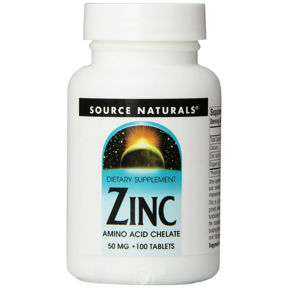 Source Naturals Zinc Amino Acid Chelate - 100 Tabs, Pack of 2 - Walmart ...