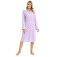 thumbnail image 4 of Women's Nightgown Retro Dot Tee Long Sleeve Comfy Sleep Nightshirt Button Down Nightdress, 4 of 9