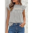 thumbnail image 5 of PRETTYGARDEN Striped Shirt Womens Summer Tops Spring Business Casual Work Dressy Crochet Lace Ruffle Cap Sleeve Blouse, 5 of 9