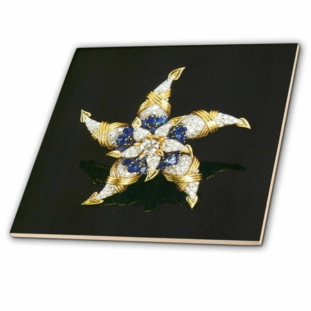 - 3dRose Diamonds and Blue Sapphire Star - Ceramic Tile, 4-inch