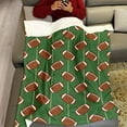thumbnail image 4 of Football Blanket 60"x80" Green Fleece Blanket Soft Fuzzy Throw Blankets Rugby Lover Gifts for Men Women and Boys, 4 of 6