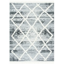 SAFAVIEH Moroccan Tassel Anabella Diamond Shag Area Rug, Grey/Ivory, 9' x 12'