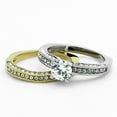 thumbnail image 2 of Luxe Jewelry Designs Set of 2 Women's Gold Ion Plated Wedding Rings with Round Cubic Zirconia - Size, 2 of 4