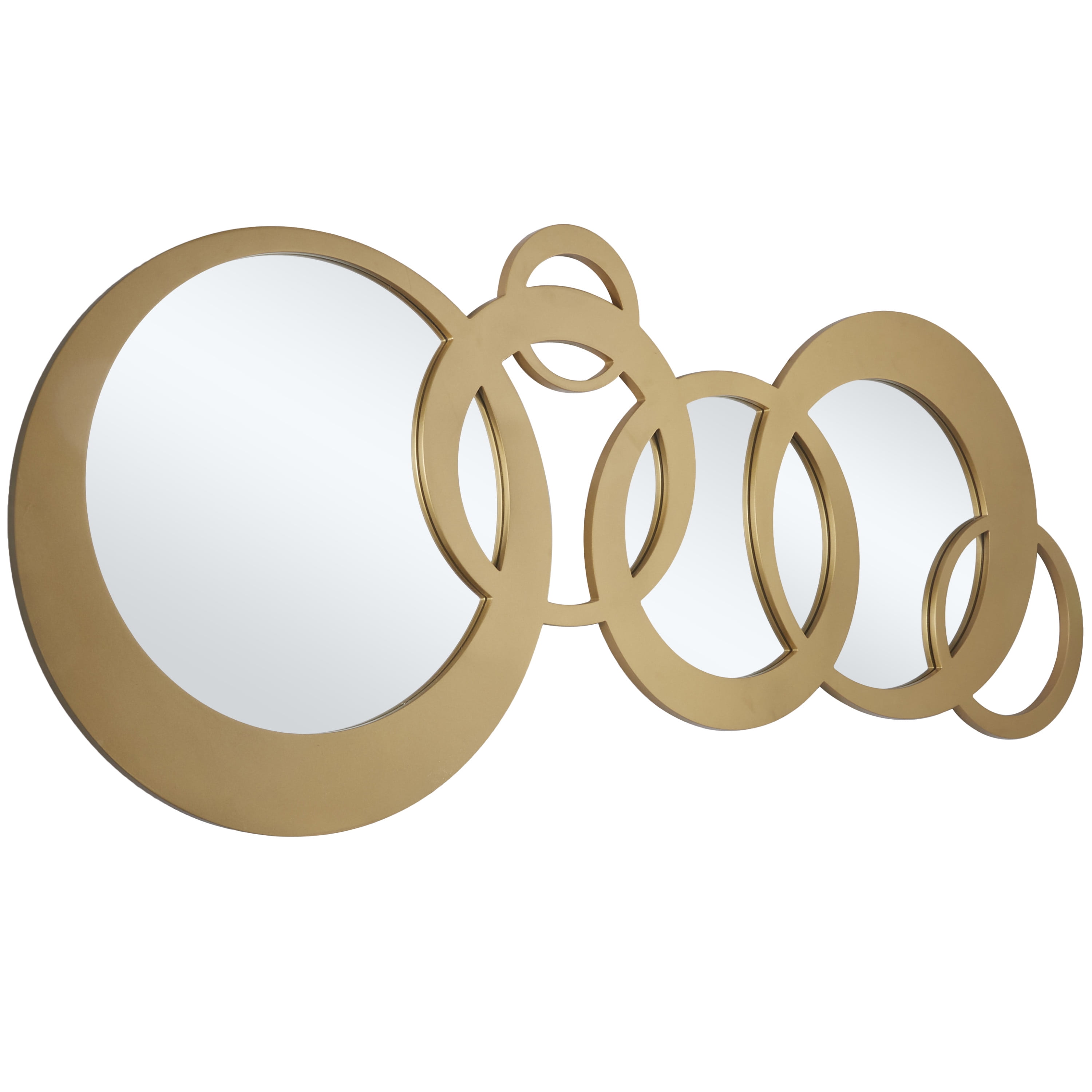 DecMode 56" x 23" Gold Circles Geometric Wall Mirror