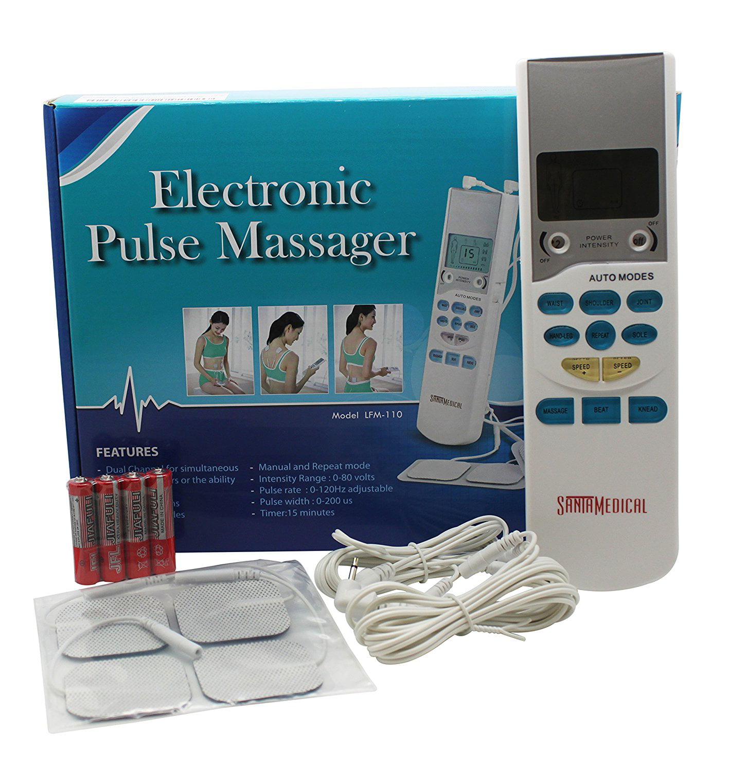 Santamedical PM-470 Blue Tens Unit Electronic Pulse Massager with  Rechargeable Battery