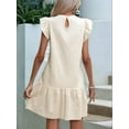 thumbnail image 6 of Women'S Ruffle Sleeve Mini Dress Summer Casual Crewneck Flowy A Line Short Babydoll Dress with Tiered White L, 6 of 7