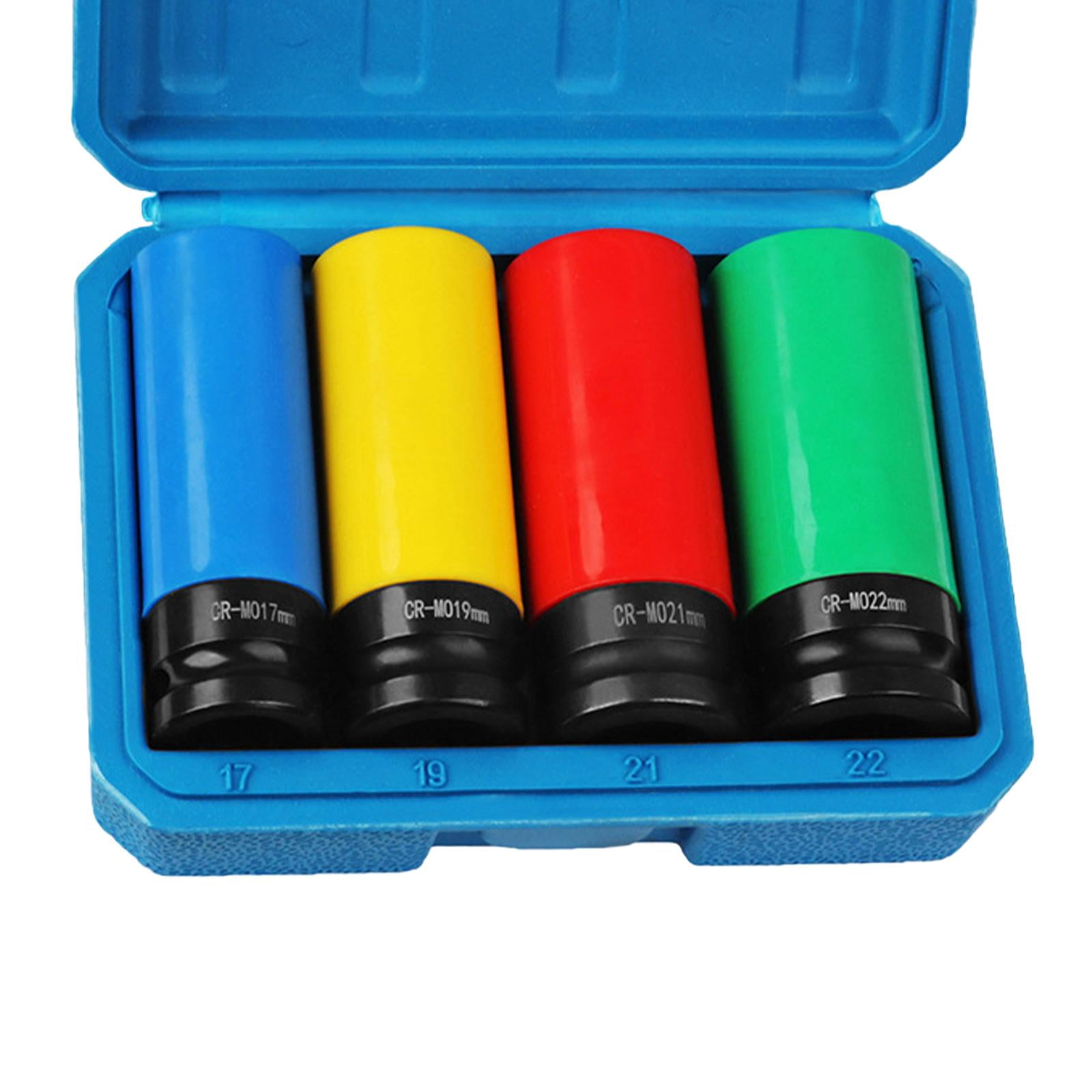 Colaxi Wheel Socket Set ,Socket, Wrench Set with Storage Case, Drive Angle 1/2" Protective Wheel Impact Socket Set for Husband, Men 4 piece