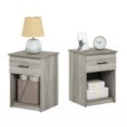 thumbnail image 5 of Modern Nightstand Set of 2 - Grey French Oak Drawer Bedside Table Organizer, 5 of 5