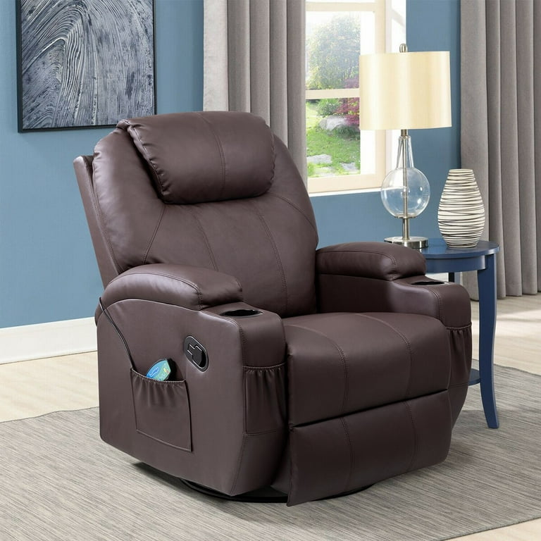 Faux leather manual top recliner with massage