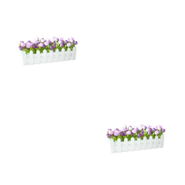 Toystoory Simulación de flores artificiales Plantas Valla de madera Pieza central de oficina falsa Type3 NO3