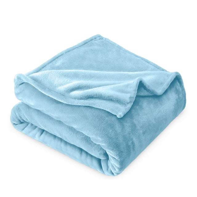 Bare Home Couverture en Molleton Microplush - 300 G/m2 - Microfibre Duveteuse - Douce et Moelleuse - Lit Simple/simple TG, Bleu Pâle