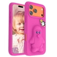 thumbnail image 2 of For IPhone 17 Pro Max Case Cartoon Penguin Baby Stand EVA Environmental Protection Anti Fall Phone Protective Cover,Rose red,For iPhone 17 Pro Max, 2 of 8