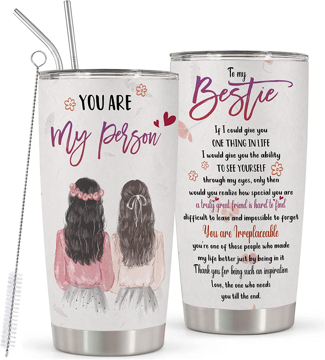 HOWSEESNOW Friendship Gifts for Women Friends,Best Friend-I  Wish You Lived Next Door-20oz Vacuum Insulated Coffee Mug,Boho Stainless  Steel Tumbler with Lid and Straw,Bestie Long Distant Gifts: Tumblers &  Water Glasses