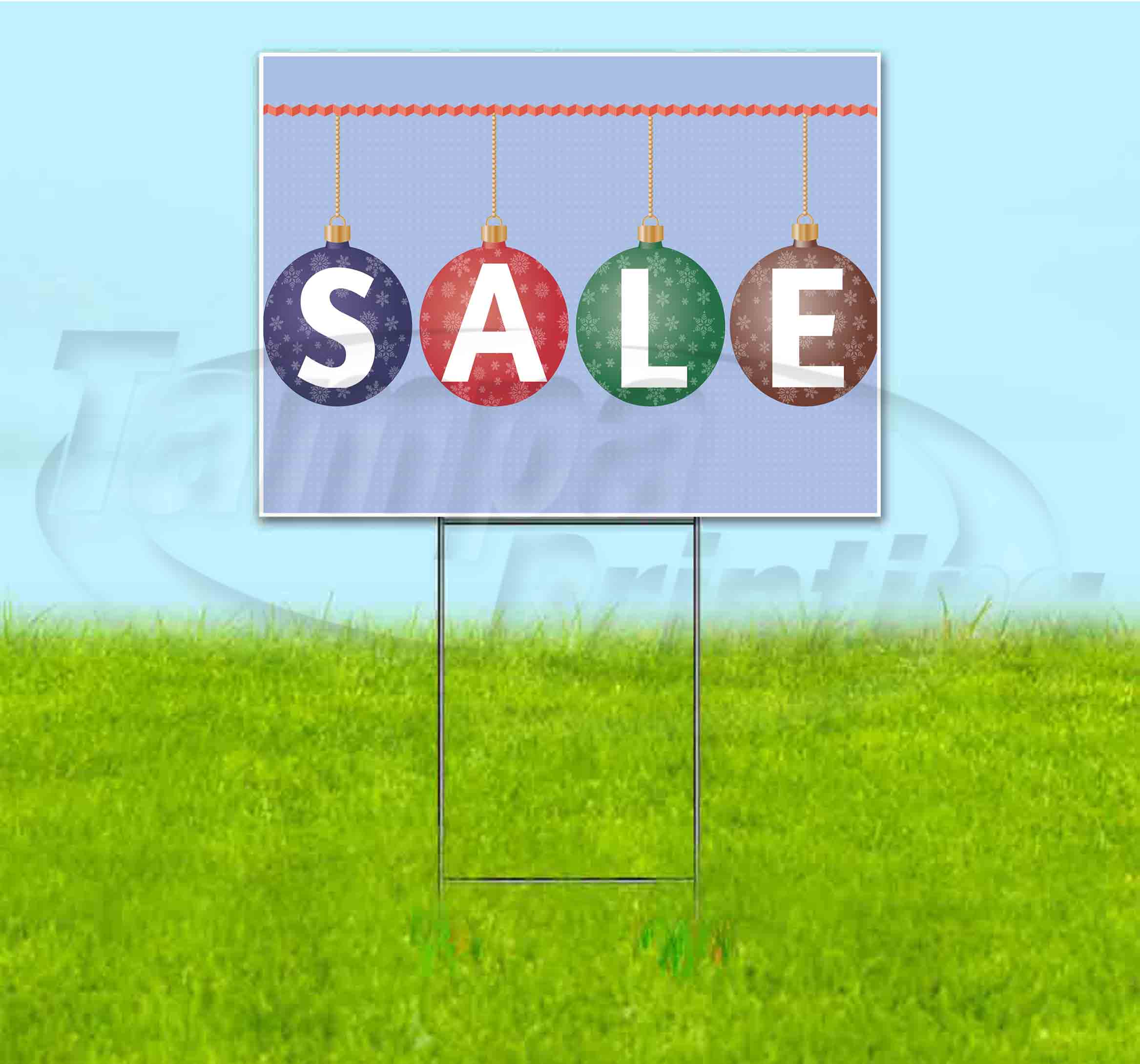 Sale Holiday Ornaments (18" x 24") Yard Sign, Includes Metal Step Stake
