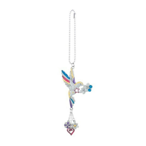 Ganz Multi Color Artistic Hummingbird Car Charm 7.5 inch with Silver Chain