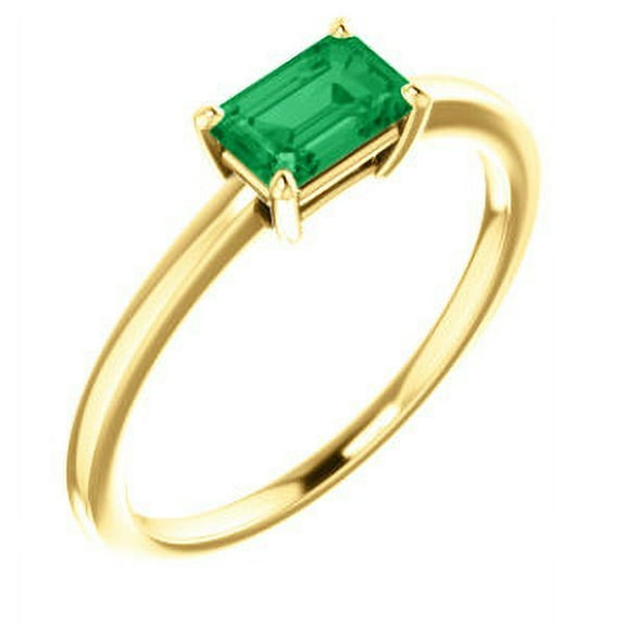 FB Jewels 14K Yellow Gold Chathamå¨ Created Emerald Ring Size 7
