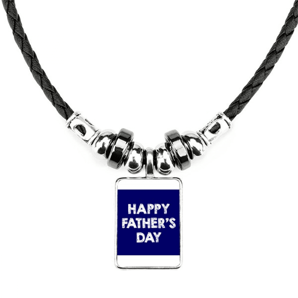 Love Papa Happy Father Day Necklace Jewelry Torque Leather Rope