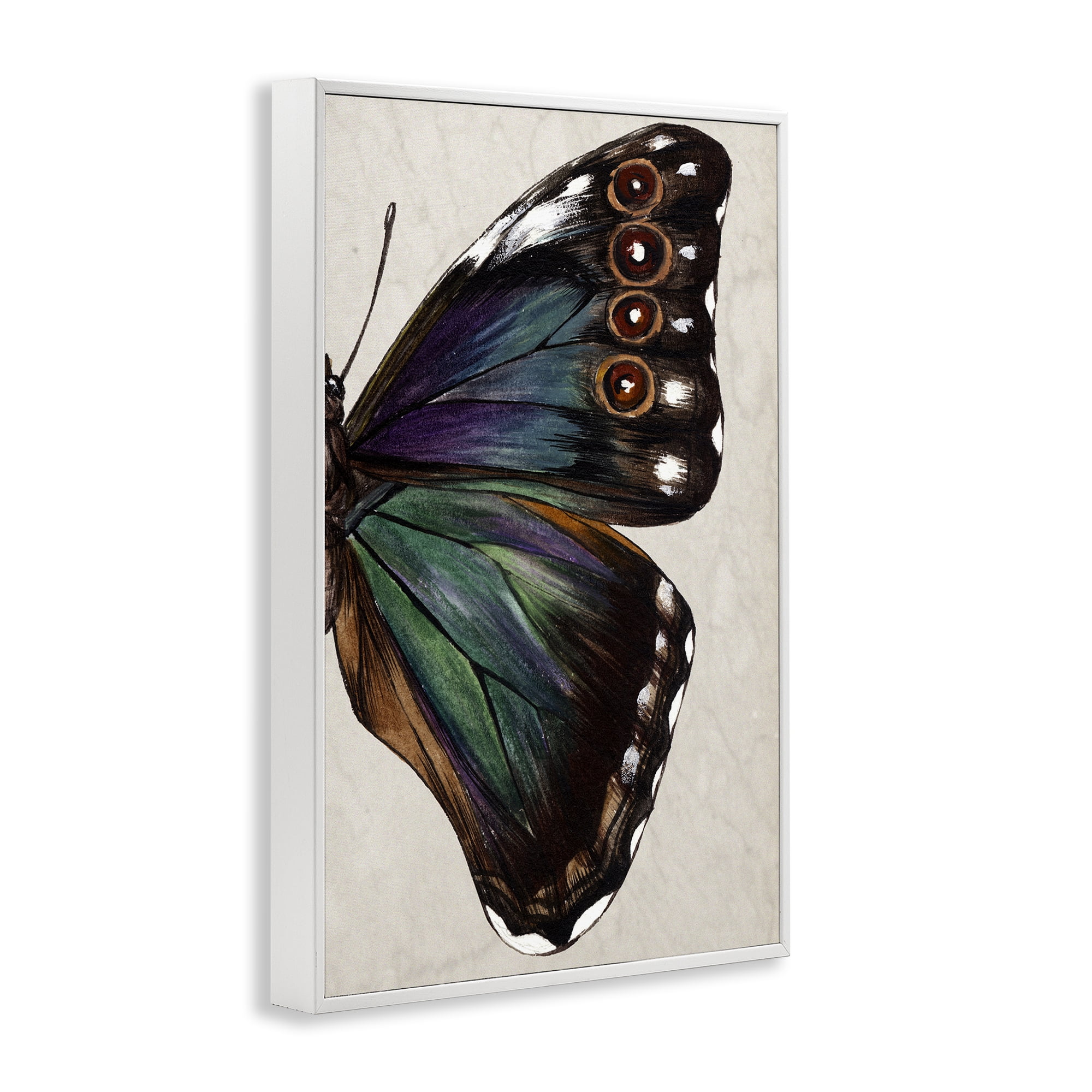 Stupell Industries Classic Butterfly Wing Animals & Insects Painting White Framed Art Print Wall Art, 20 x 30