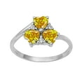 thumbnail image 1 of Bague Cœur Femme en Argent Sterling 925 Jaune 4 mm Trois Pierres, 1 of 2
