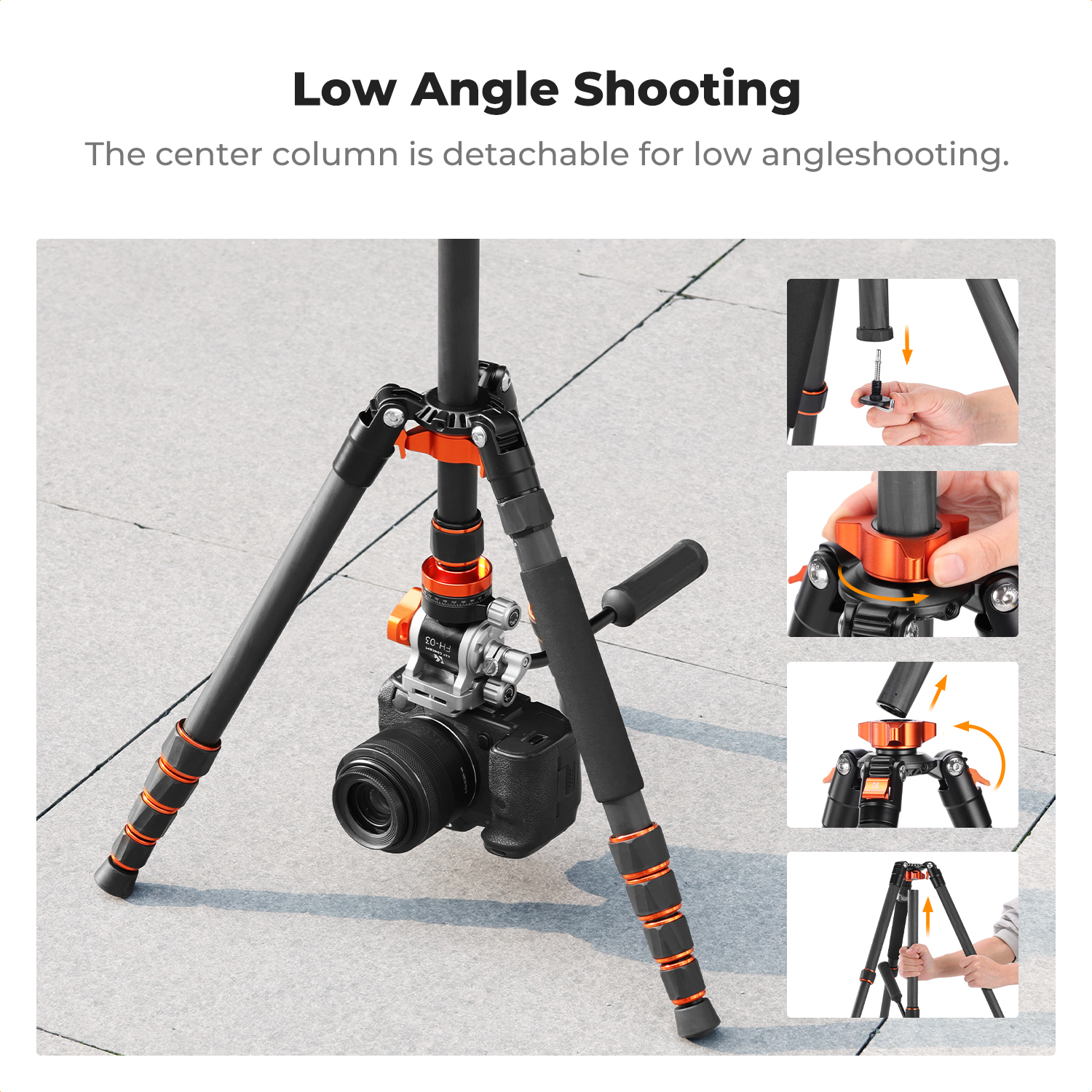 K&F CONCEPT 67"/1.7m Carbon Fiber Lightweight Camera Tripod with Hydraulic Video Tripod Head, Foldable, Detachable Single Leg, Metal Screw Lock