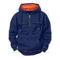 thumbnail image 2 of Hearthz Quarter Zip Fleece Hoodies for Men Cargo Mens Hooded Sweatshirt Fall Winter Warm Mens Lightweight Sweatshirts with Pocket Navy XL, 2 of 8