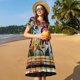 thumbnail image 4 of Balery Graffiti Lamp Urban Scene Vestidos sueltos de manga corta para mujer, vestidos de verano 2025, vestidos casuales de corte A con vuelo., 4 of 6