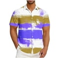 thumbnail image 2 of Mens Casual Manga Corta Botón Abajo Camisas Impresas Bolsillo Botón Turndown Cuello Top Blusa Camisa, 2 of 5