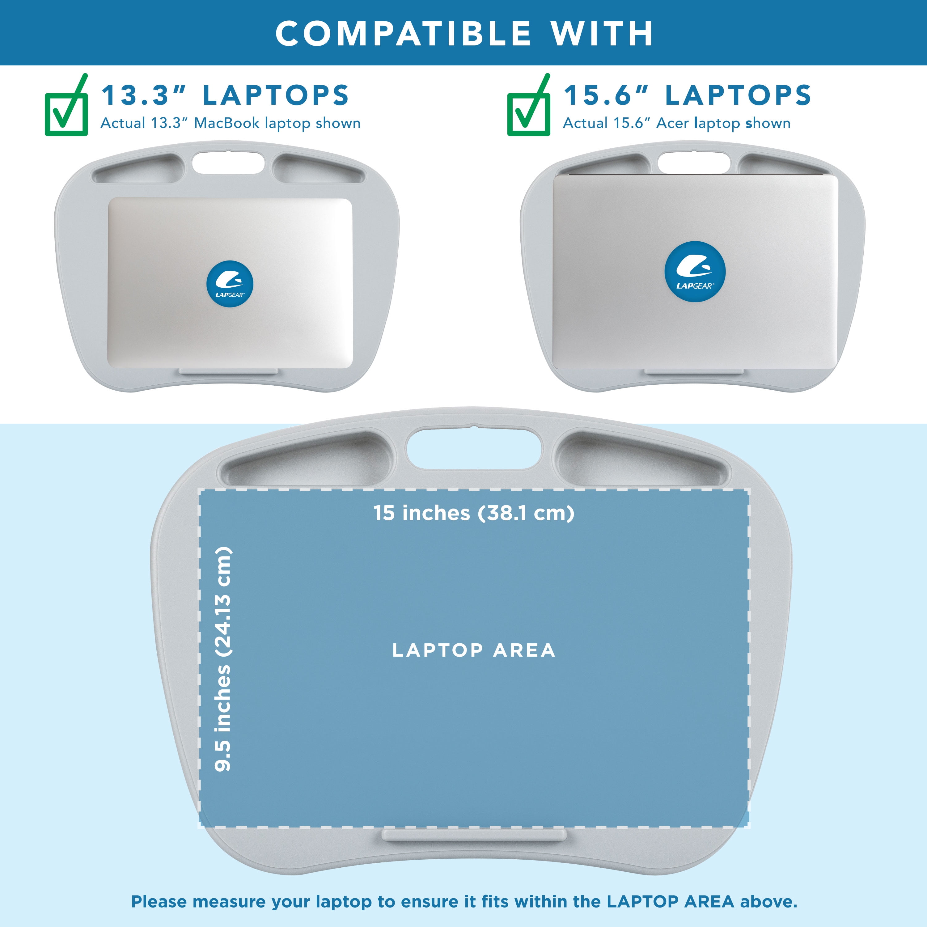 LapGear MyDesk Lap Desk, Fits 15.6" Laptop, Cool Gray, 12-Pack