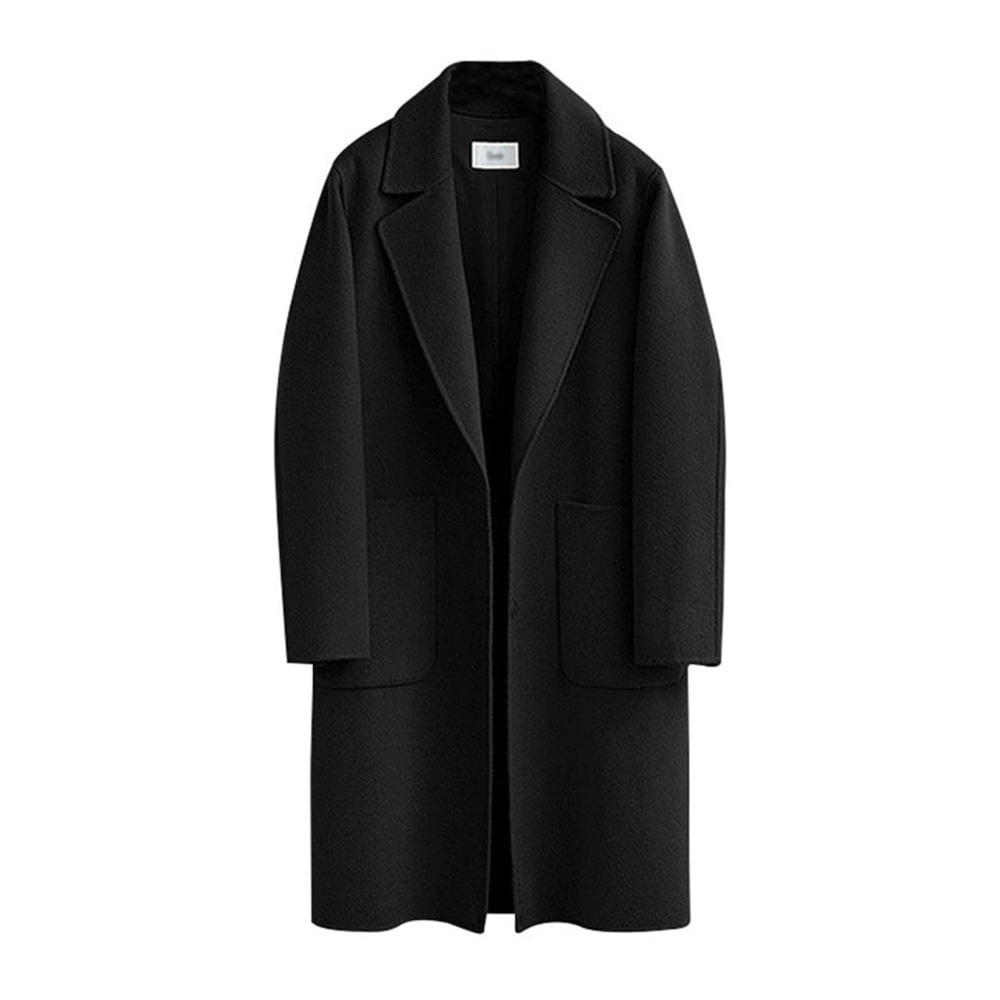 Women's Winter Felt Pea Coat Single Breasted Lapel Collar Long Jacket M