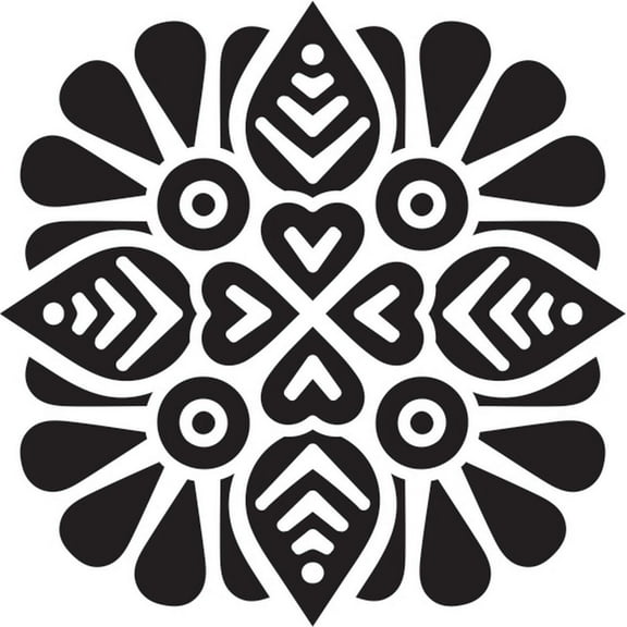 Printtoo Floral Mandala Pattern Wooden Square Rubber Crafting Textile Stamp-2 x 2 Inches