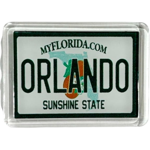 Orlando Florida License Plate Acrylic Small Fridge Collector's Souvenir Magnet 2.35" X 1.75"