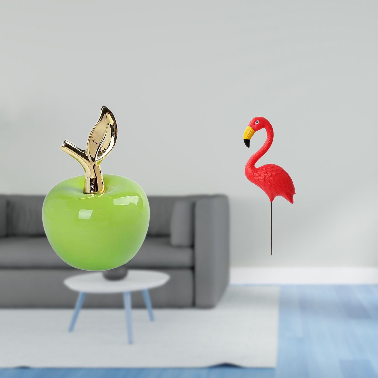 Dualoai Ceramic Figurine Fruit Sculpture and Flamingo Garden Stake Sculpture for Holiday Spring Home Decoration Artwork Ornament for Cafe Study Room Yard Art Fairy Garden Accessories